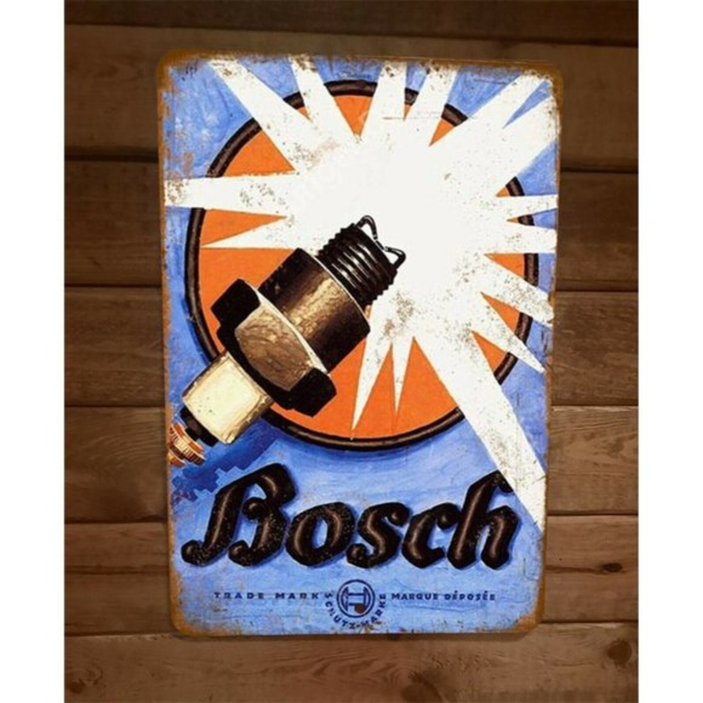Vintage Look Bosch‎ Spark Plugs Ad 8x12 Metal Wall Sign